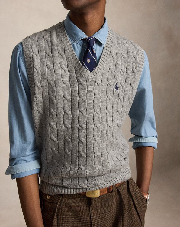 Cable Knit Cotton Sweater Vest