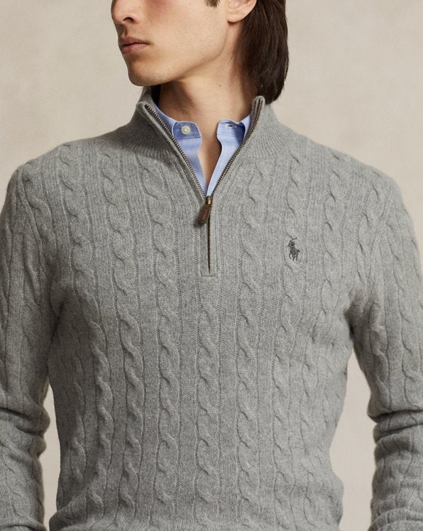 Cable-Knit Quarter-Zip Sweater