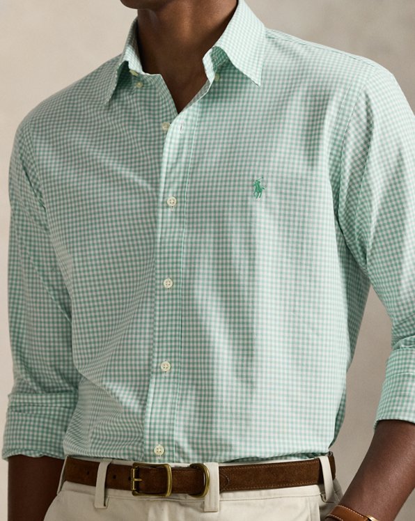 Classic Fit Gingham Stretch Poplin Shirt
