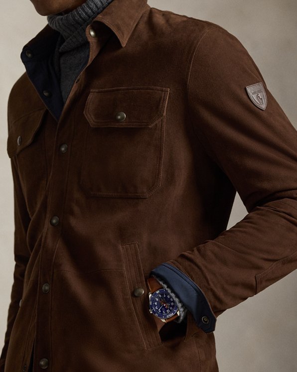 Reversible Suede Taffeta Shirt Jacket