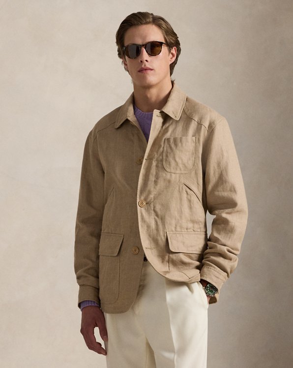 Linen Herringbone Utility Jacket