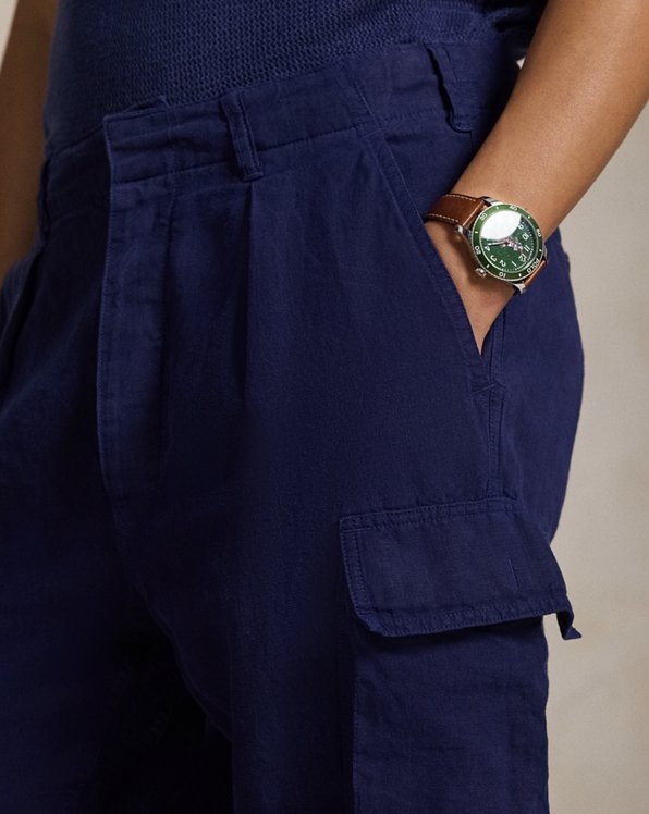Lateef Slim Tapered Fit Linen Cargo Pant