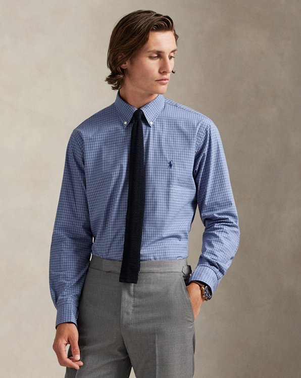 Classic Fit Checked Stretch Poplin Shirt