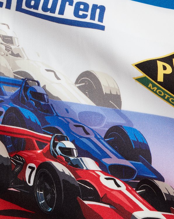 Classic Fit Racing Print Camp Shirt