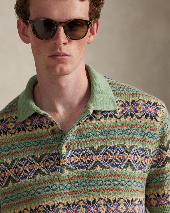 Linen-Cotton Polo Sweater