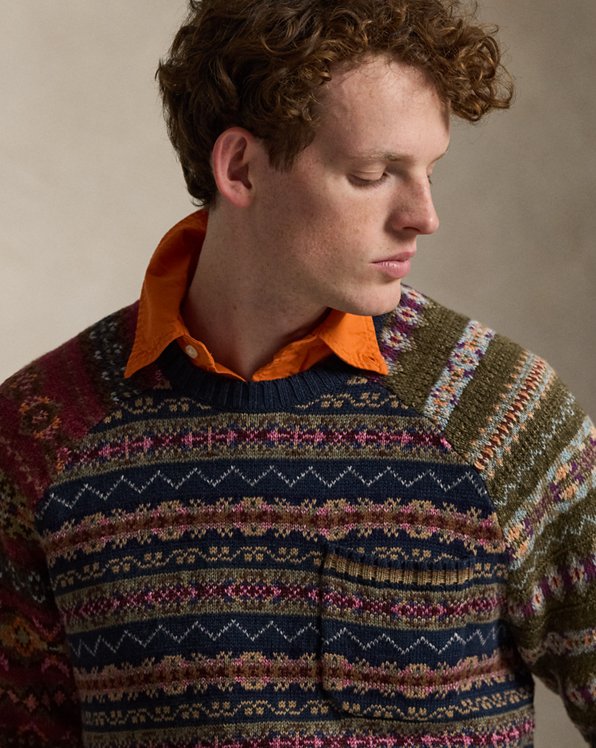 Color-Blocked Fair Isle Sweater