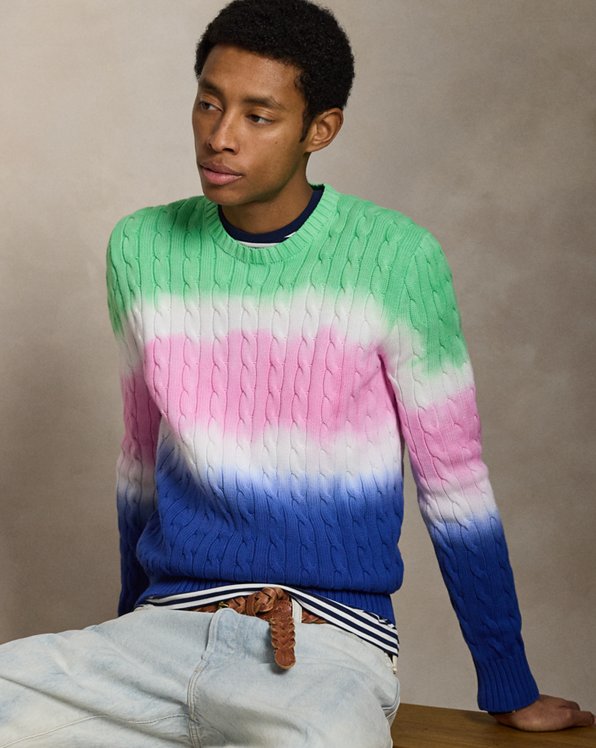 Dip Dyed Cable Knit Cotton Sweater