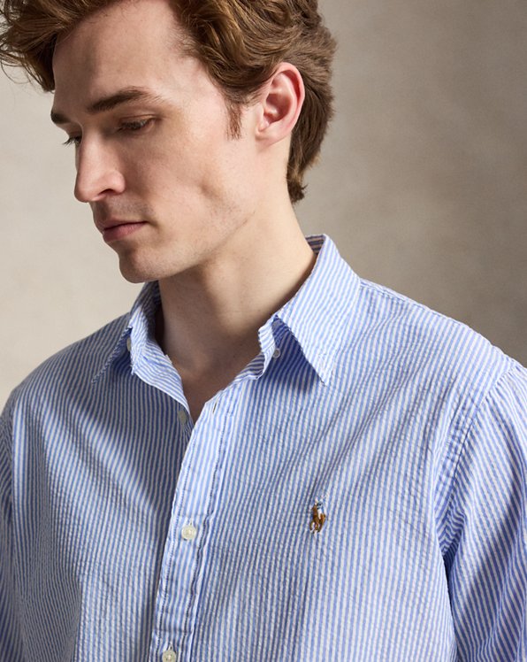 Classic Fit Striped Seersucker Shirt