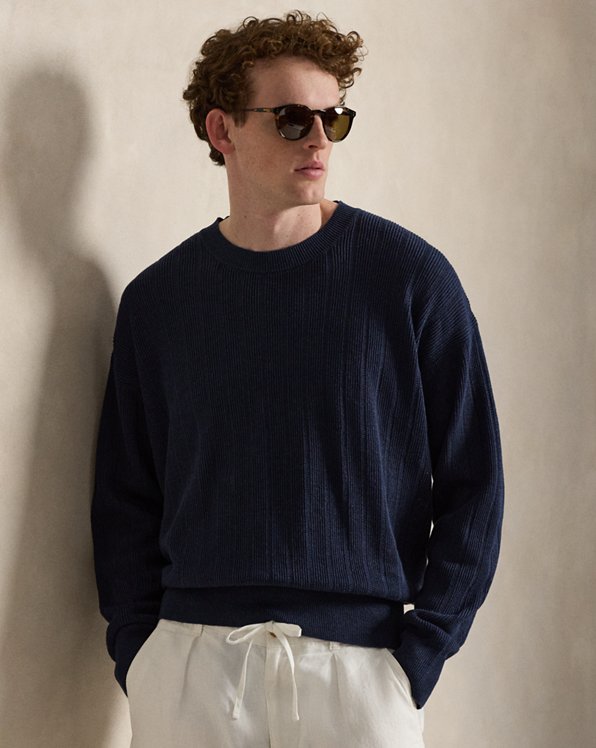 Relaxed Fit Textured Linen Sweater