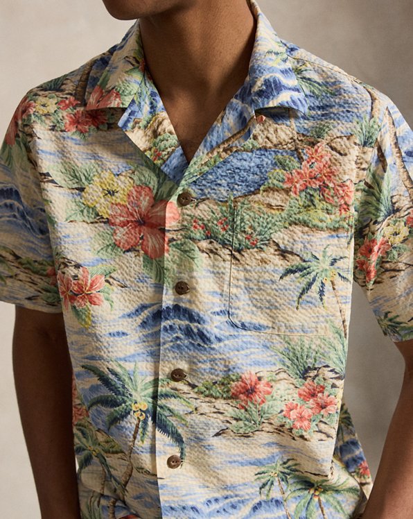 Classic Fit Seersucker Camp Shirt