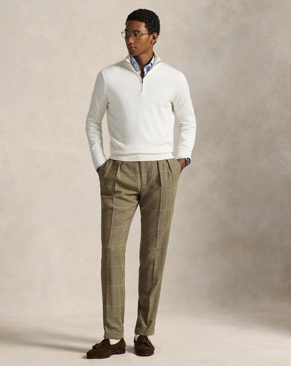 Cotton Quarter-Zip Mockneck Sweater