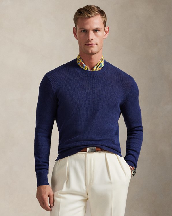 Textured Stretch Linen Blend Sweater