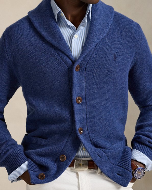 Wool Cashmere Shawl Collar Cardigan