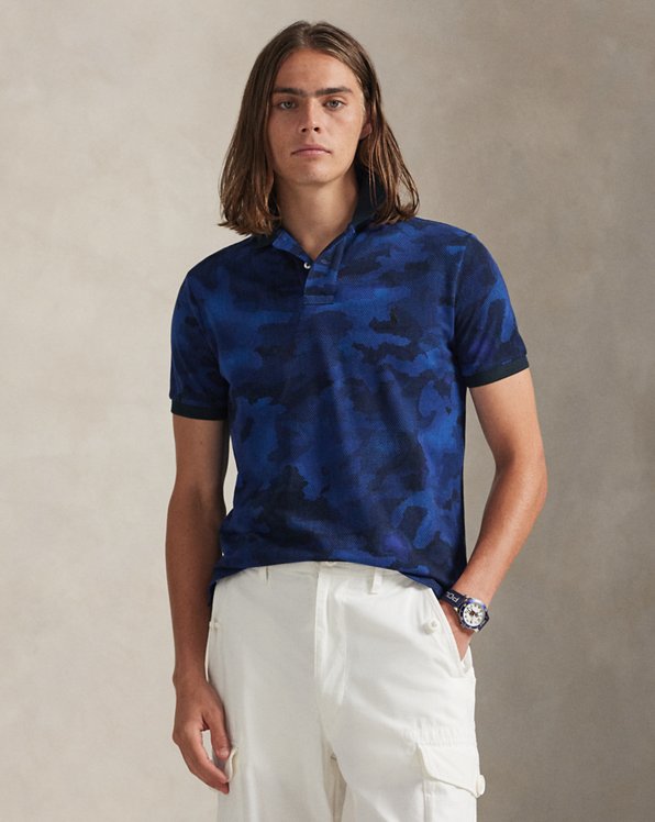 Classic Fit Print Mesh Polo Shirt