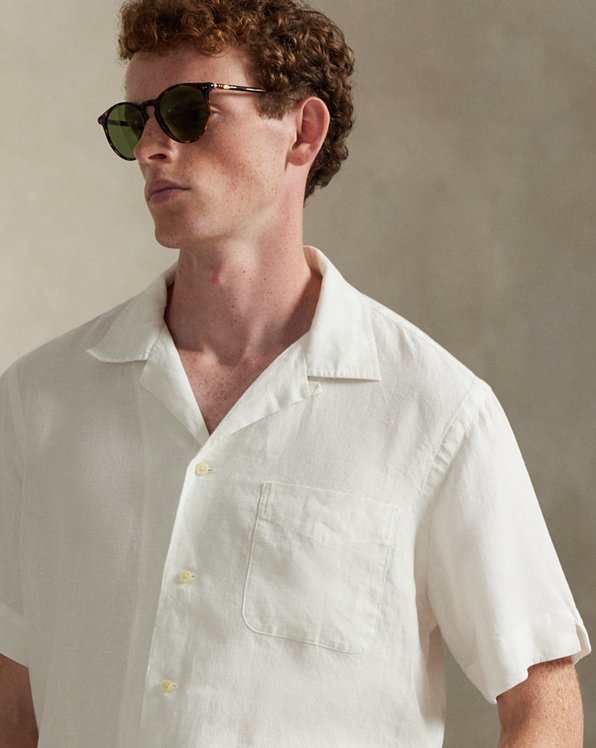 Classic Fit Slub Linen Camp Shirt