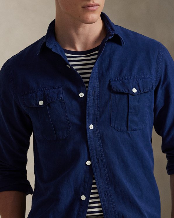 Classic Fit Linen-Silk-Cotton Workshirt
