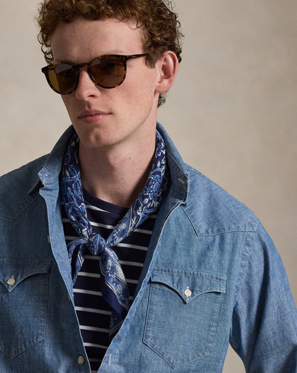 Classic Fit Chambray Western Shirt