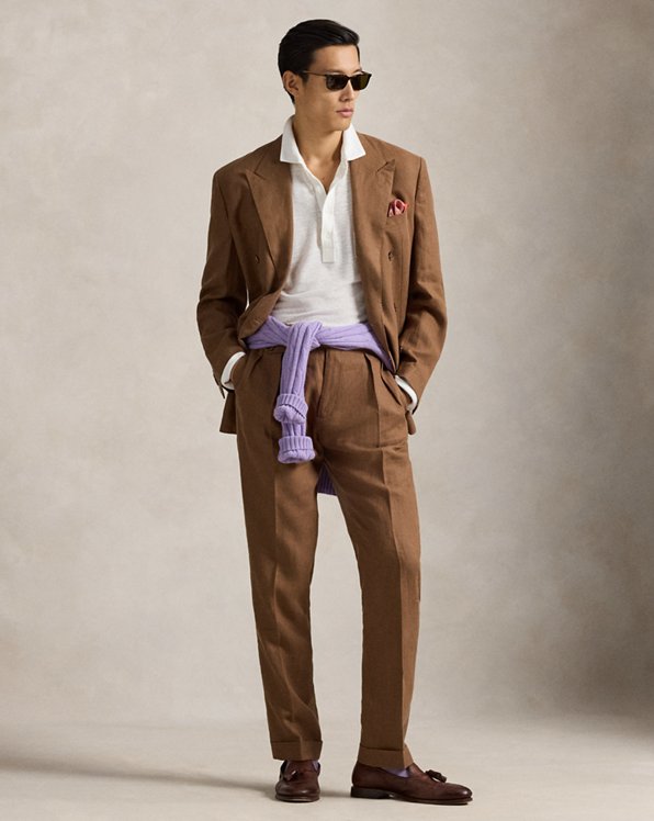 Pleated Linen Suit Trouser