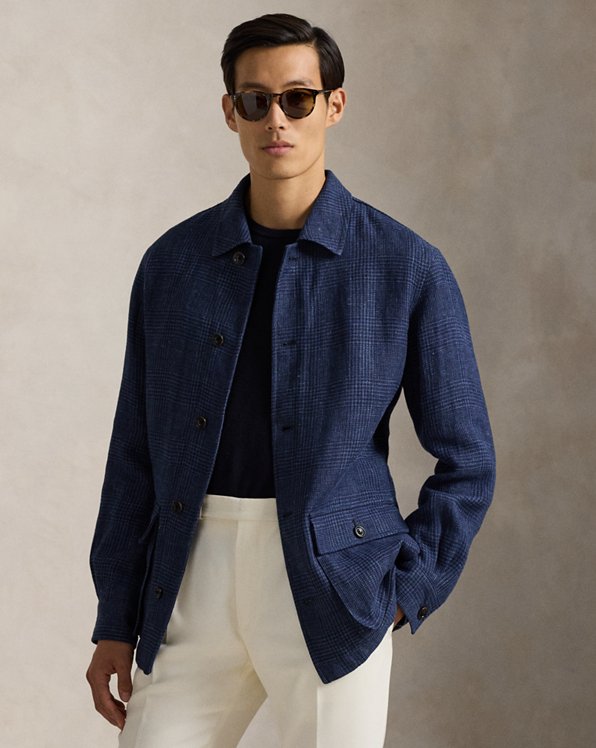 Glen Plaid Linen Jacket