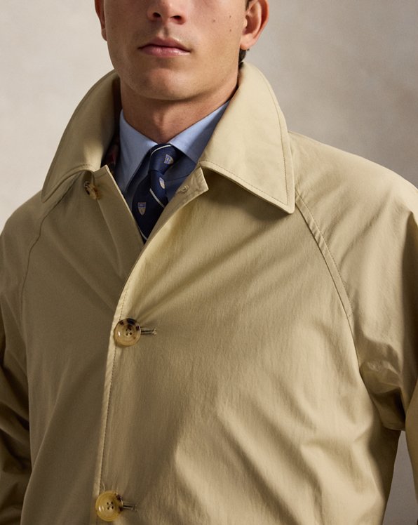 Stretch Poplin Balmacaan Coat