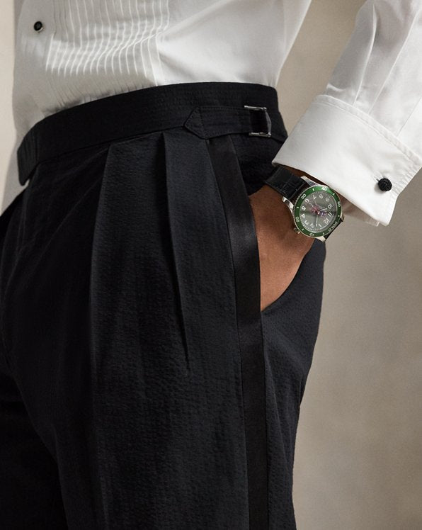 Pleated Seersucker Tuxedo Trouser