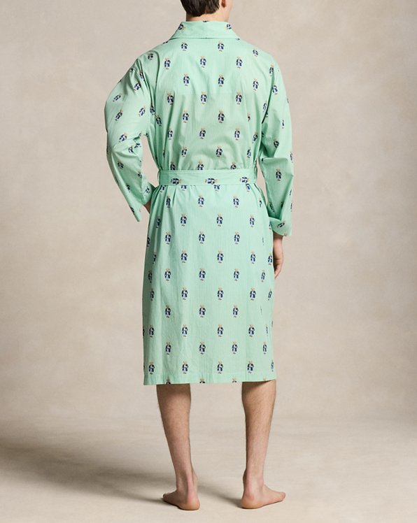 Polo Bear Striped Cotton Robe