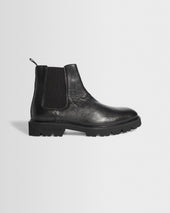 S.T. Valentin - Black Grained Italian Leather Chelsea Boots