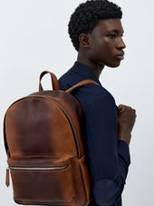 Sac Dos En Cuir Patin Cognac
