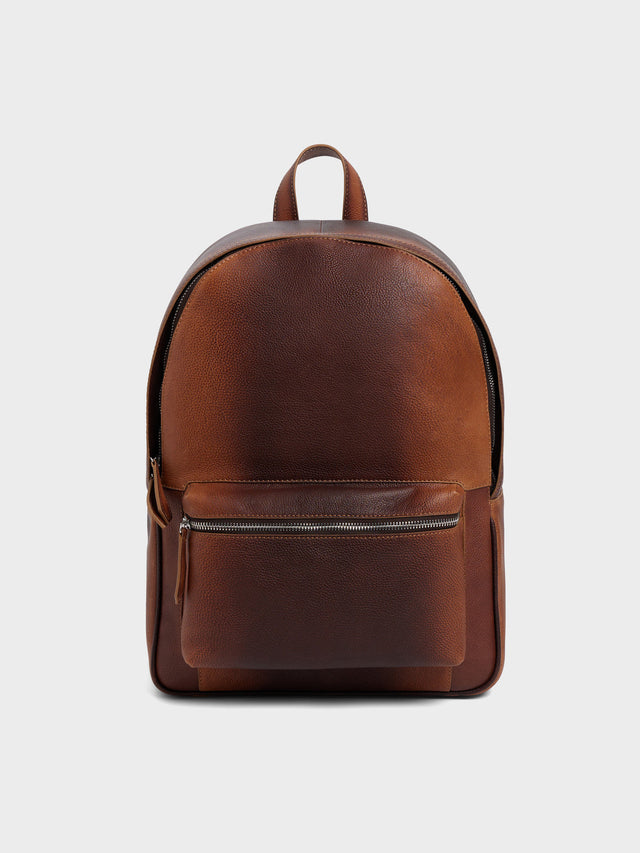 Sac à dos en cuir patiné cognac