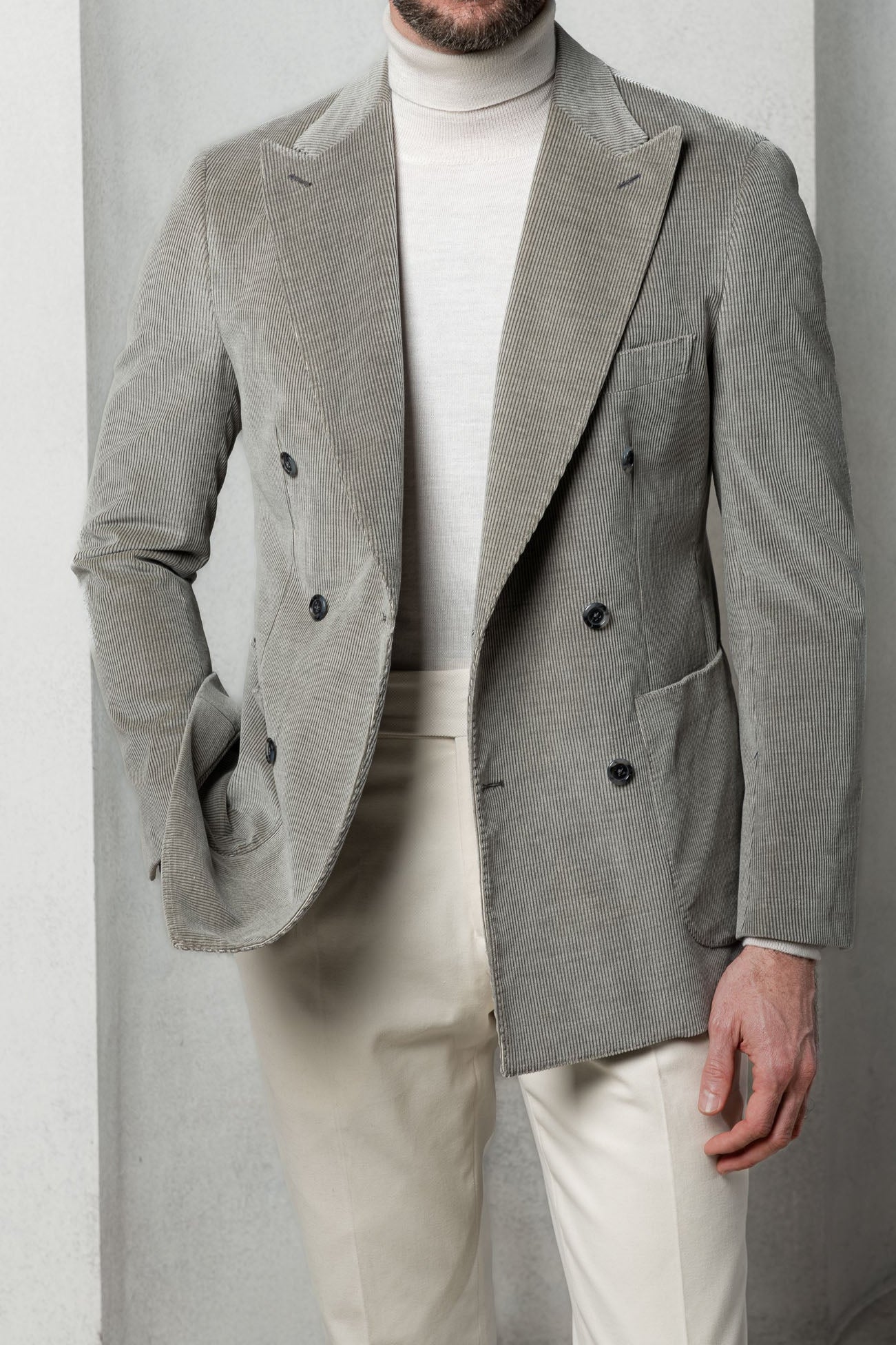 Corduroy Double Breasted Jacket Made In Italy