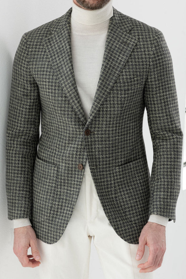 Sage houndstooth jacket - Made in Italy