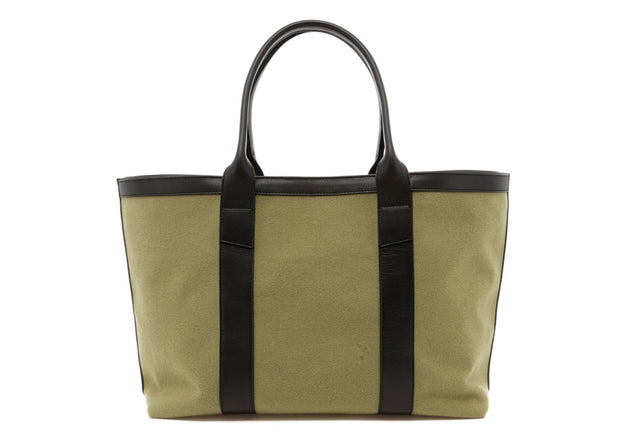 Large Working Tote - Sage/Ochre Felt - Black Leather Trim