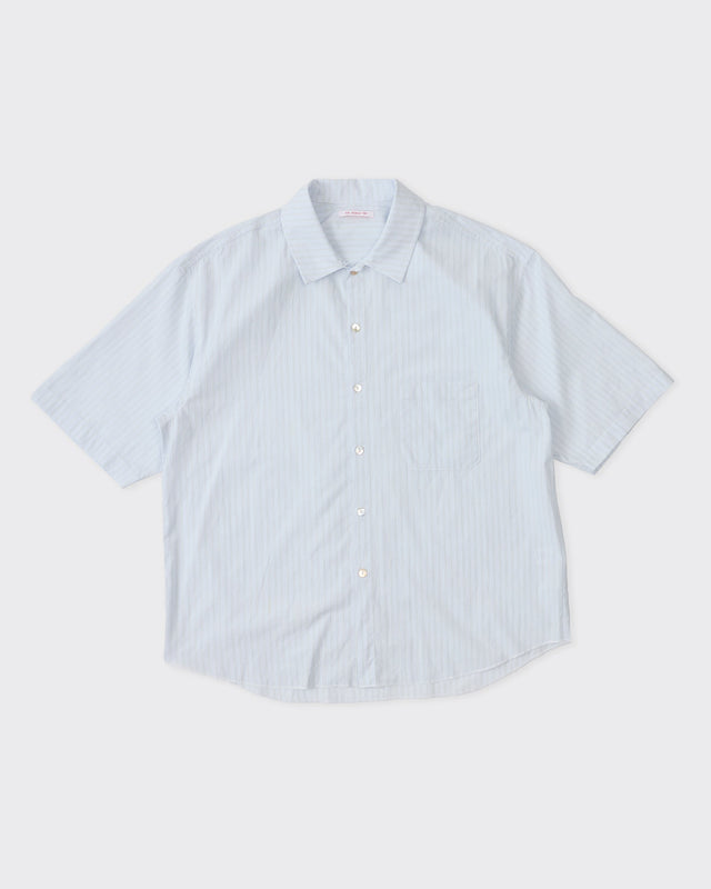 Sage Shirt, White & Light Blue Striped