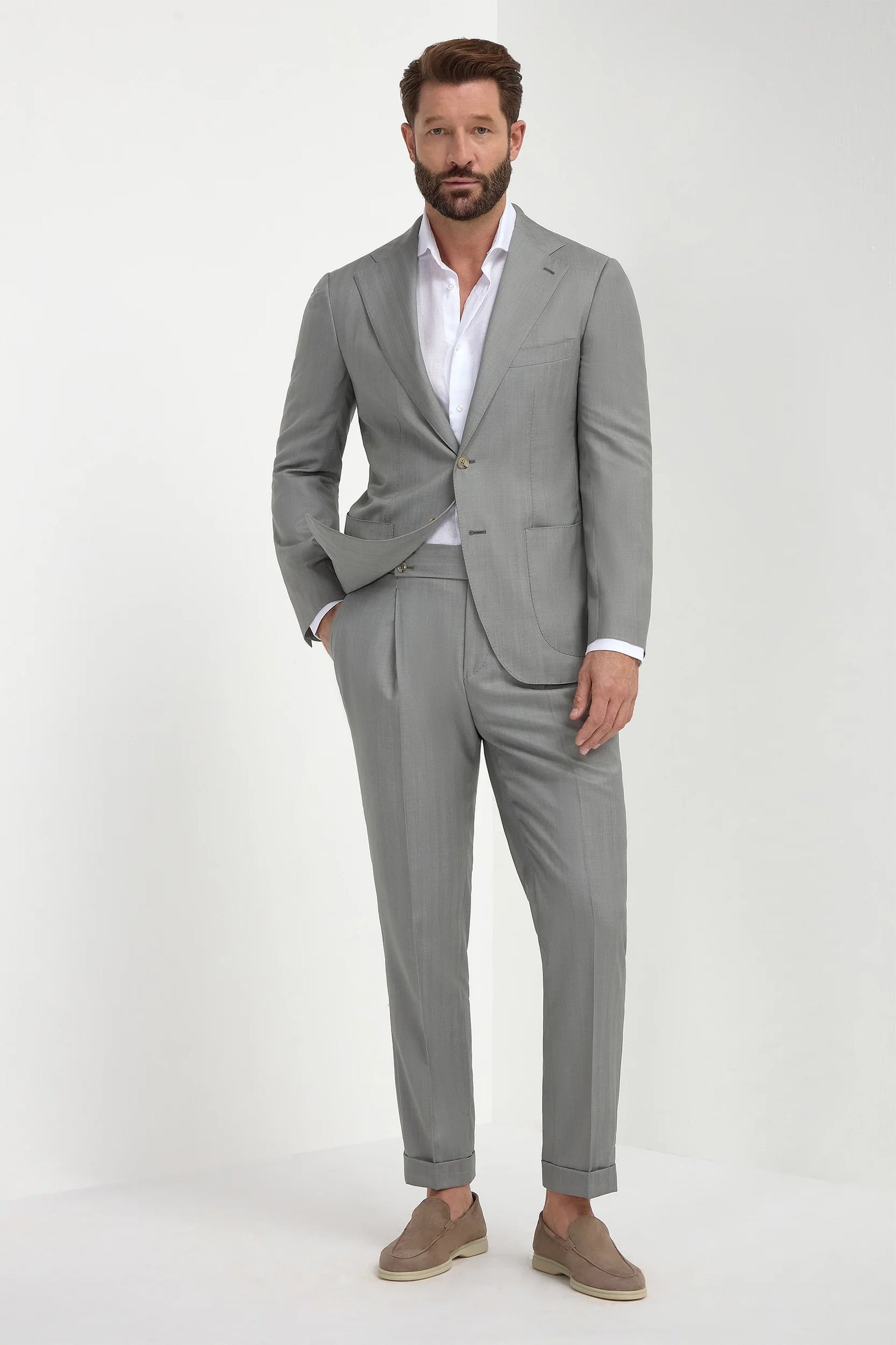 Solaro Wool And Silk Suit Made In Italy
