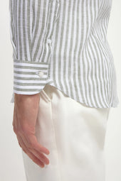 Striped Linen Button Down Shirt Made In Italy