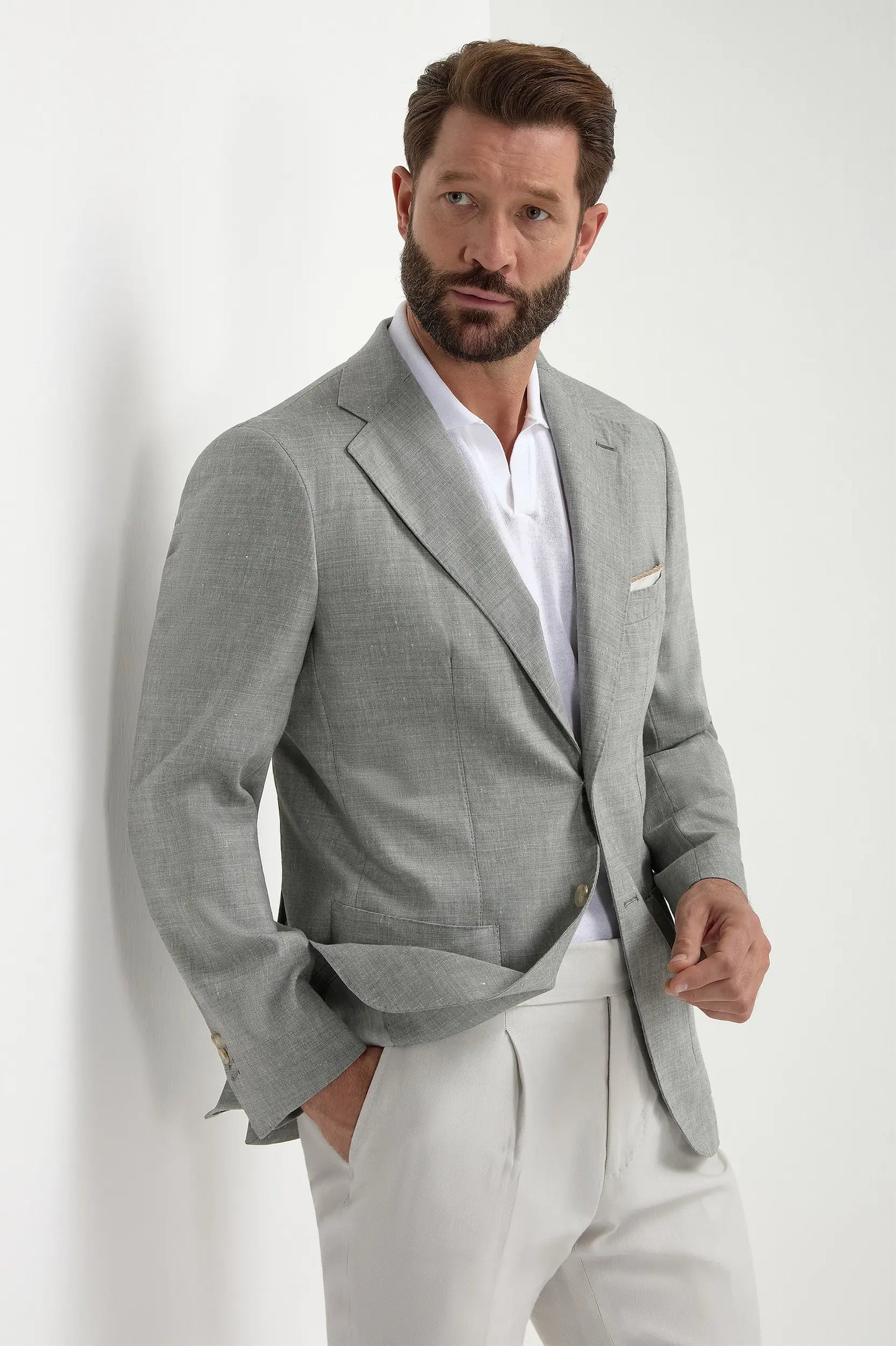 Wool And Linen Jacket Made In Italy