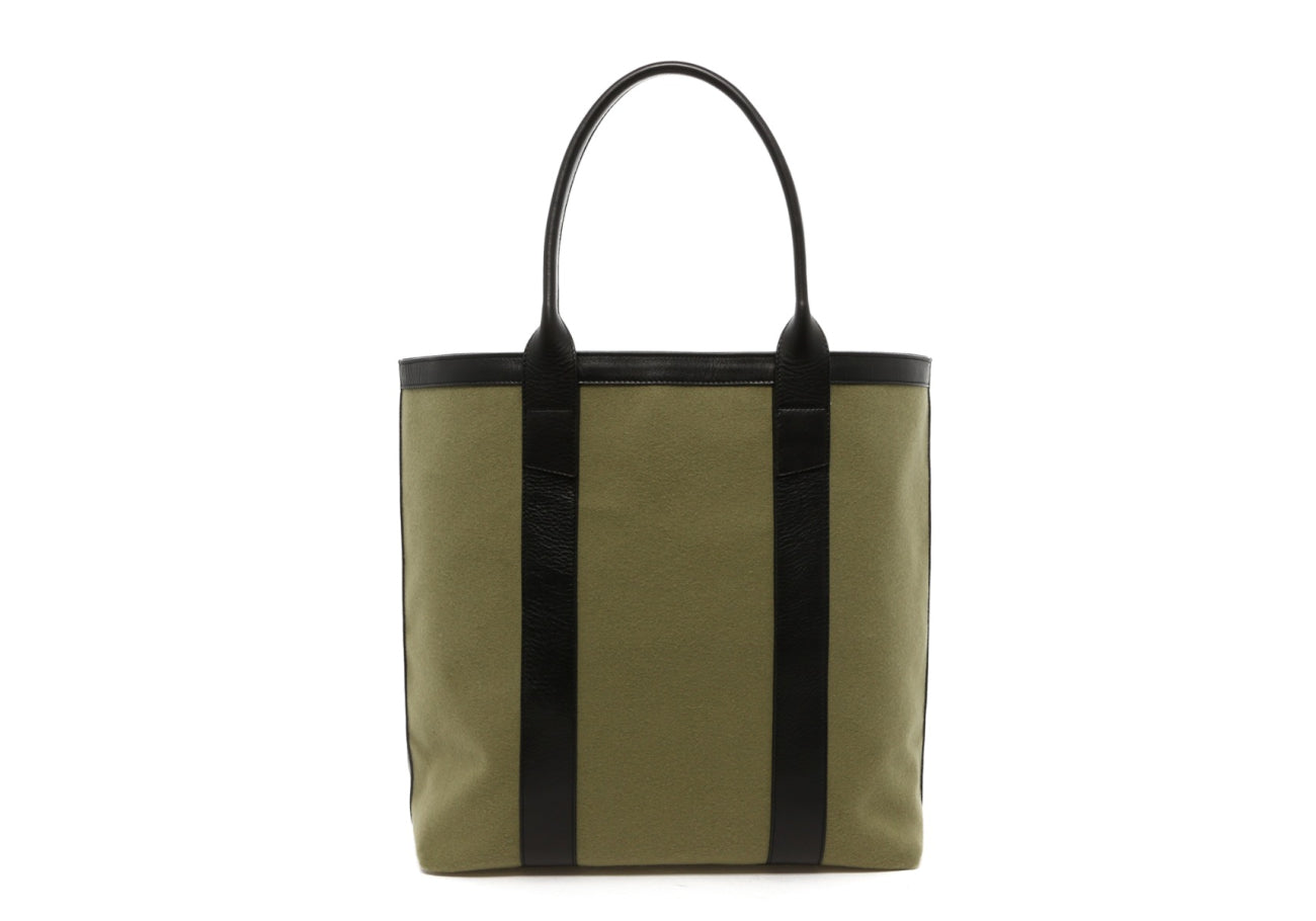 Tall Tote Sage Felt Black Leather Trim Grey Cordura Interior