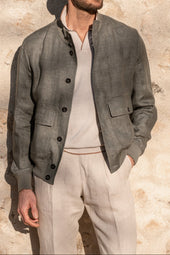 Sage linen bomber jacket – Made in Italy