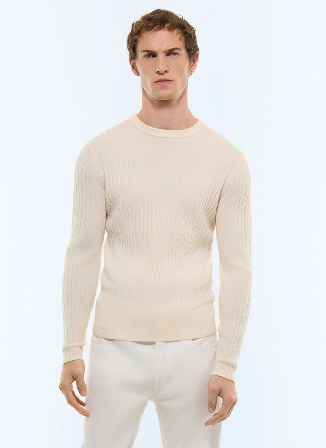 Thin Ribbed Wool Sweater