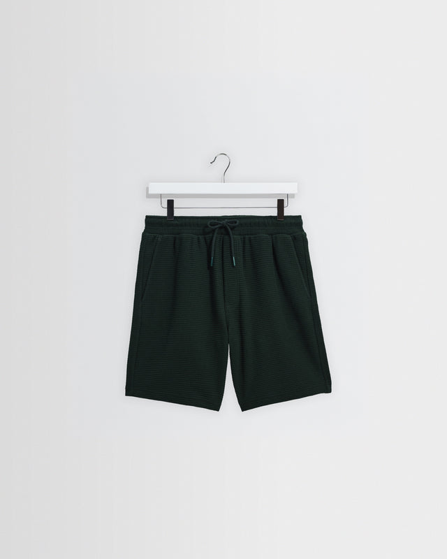 Sam - Bottle Green Textured Waffle Shorts