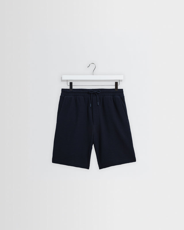 Sam - Navy Textured Waffle Shorts