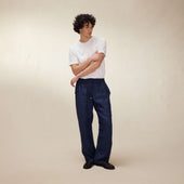 Ink Denim Twill Linen Trousers New