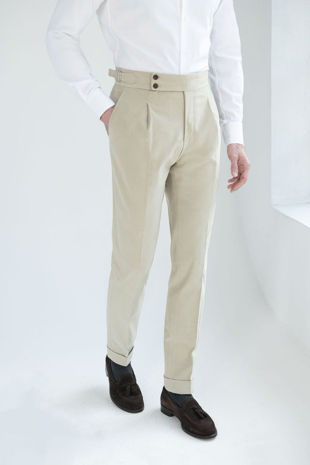 Sand cotton Soragna trousers - Made in Italy