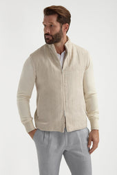 Sand herringbone reversible vest - Made in Italy