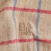 Large Herringbone Check Narrow Width Cashmere Scarf