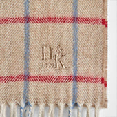 Large Herringbone Check Narrow Width Cashmere Scarf