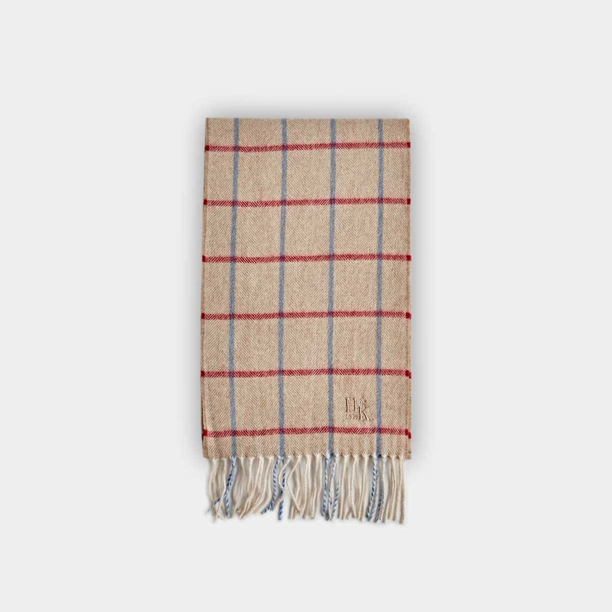 Large Herringbone Check Narrow Width Cashmere Scarf