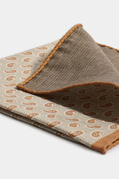 Sand Paisley Pocket Square Made In Italy