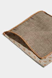 Sand Paisley Pocket Square Made In Italy
