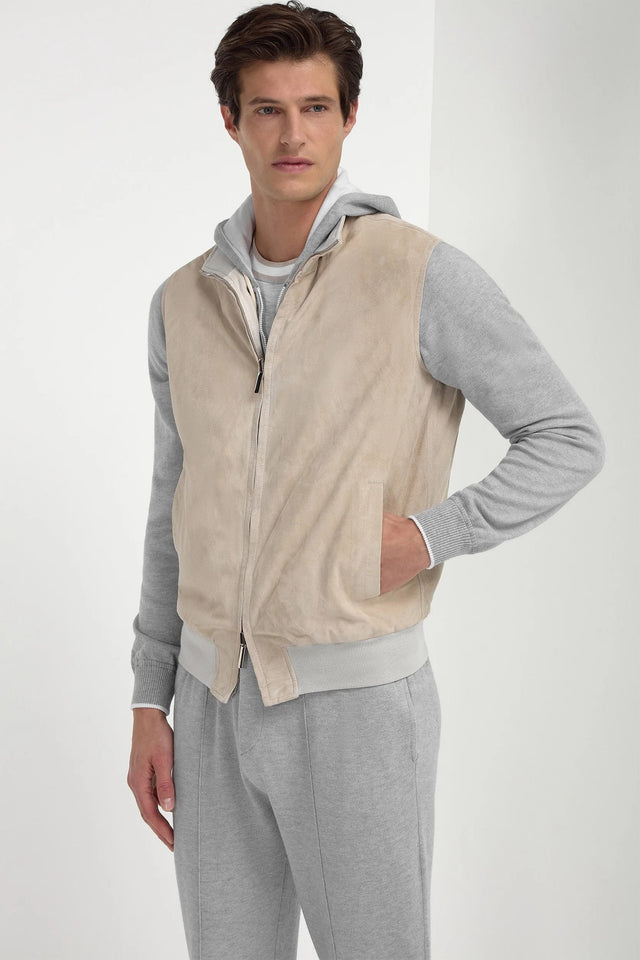 Sand suede reversible vest - Made in Italy